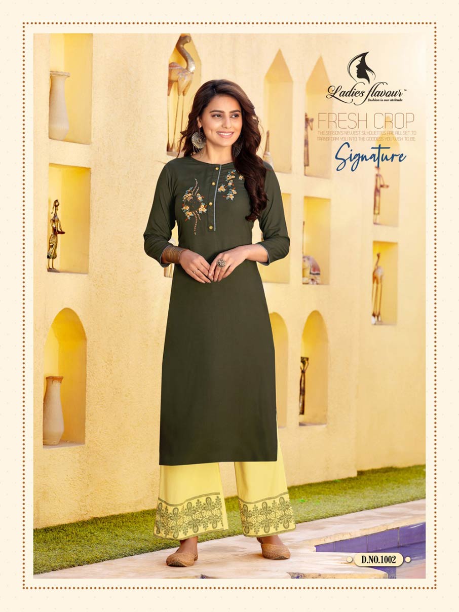 Signature Vol-2 Rayon Embroidery Kurti Set Signature Vol-2 Rayon Embroidery Kurti Set